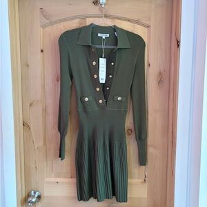 VERONICA BEARD Lauper ribbed-knit sweater dress stone army olive green